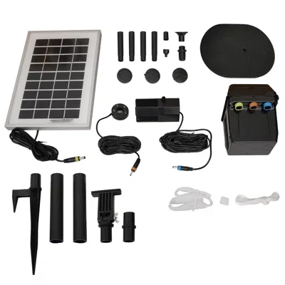 Sunnydaze Outdoor Solar Powered Water Pump And Panel Kit With Battery Pack And Led Light - 66 Gph - 36"