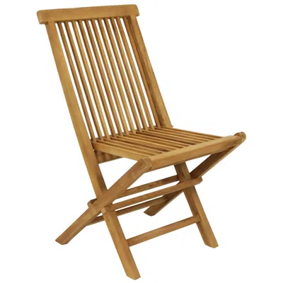 Sunnydaze Outdoor Solid Teak Wood With Light Stained Finish Hyannis Folding Dining Chair - Light Brown In Orange
