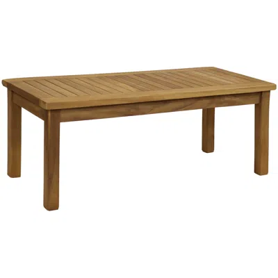 Sunnydaze Outdoor Solid Teak Wood With Light Stained Finish Rectangular Coffee Table - 44" - Light Brown
