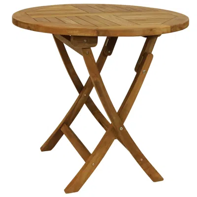 Sunnydaze Outdoor Solid Teak Wood With Light Stained Finish Round Patio Dining Table - Light Brown
