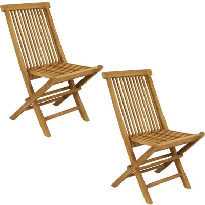 Sunnydaze Outdoor Solid Teak Wood With Stained Finish Hyannis Folding Dining Chairs - Light Brown - 2pk