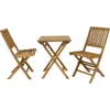 Shop Sunnydaze Outdoor Solid Teak Wood With Stained Finish Nantasket Folding Bistro Table And Chairs - Brown - 3pc