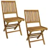 Sunnydaze Outdoor Solid Teak Wood With Stained Finish Nantasket Folding Dining Chairs - Light Brown - 2pk