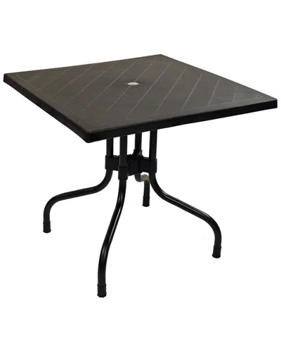 Sunnydaze Outdoor Square Top Dining Table With Curved Iron Legs In Black