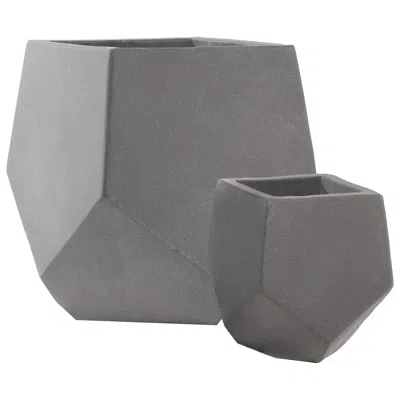 Sunnydaze Outdoor Square-top Lightweight Cement Planters - 2pk - Moondust In Gray