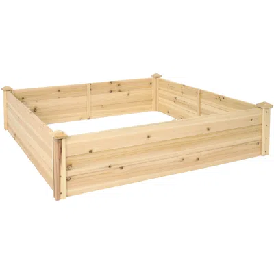 Sunnydaze Outdoor Square Wood Raised Garden Bed For Flower, Vegetable, And Herb Gardening - 48" Square - Brown