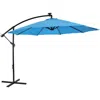 Sunnydaze Outdoor Steel Cantilever Offset Patio Umbrella With Solar Led Lights, Air Vent, Crank, And Base - 9'