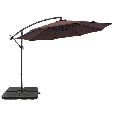Sunnydaze Outdoor Steel Offset Cantilever Pool Patio Umbrella With Square Base Set - 10'