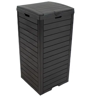 Sunnydaze Outdoor Trash Can - Polypropylene Resin - Black - 39 Gallons