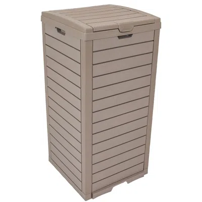 Sunnydaze Outdoor Trash Can - Polypropylene Resin - Light Gray - 39 Gallons