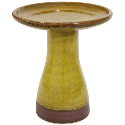 Sunnydaze Outdoor Weather-resistant Garden Patio High-fired Smooth Ceramic Hand-painted Duo Tone Bird Bath In Yellow