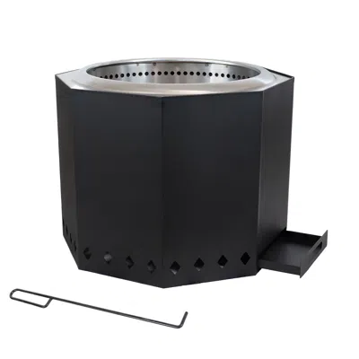 Sunnydaze Outdoor Wood-burning Stainless Steel Smokeless Fire Pit For The Backyard - Black - 21.5"