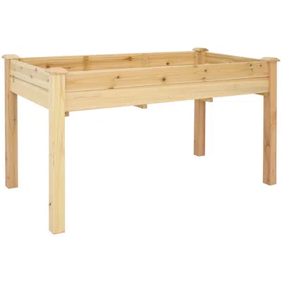 Sunnydaze Outdoor Wood Elevated Rectangular Standing Garden Planter Box For Flower, Herb And Vegetable Gardeni