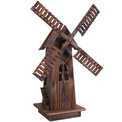 Sunnydaze Outdoor Wooden Dutch-inspired Rustic Windmill Lawn And Garden Yard Decorative Statue - 34" In Brown