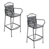 Sunnydaze Outdoor Wrought Iron Scrolling Bar Chairs - 20.25" W X 22" D X 47.5" H - Black - 2-pack