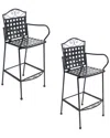 Sunnydaze Outdoor Wrought Iron Scrolling Bar Chairs - 20.25" W X 22" D X 47.5" H - Black - 2-pack In Black