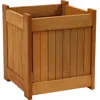 Sunnydaze Outside Meranti Wood Outdoor Planter Box With Teak Oil Finish For Garden, Porch And Patio - 16" Squa