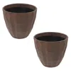 Sunnydaze Pebbled Polyresin Outdoor Flower Pot Planter - 15.75" - Dark Brown - 2pk