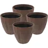 Sunnydaze Pebbled Polyresin Outdoor Flower Pot Planter - 15.75" - Dark Brown - 4pk