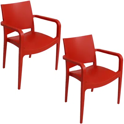 Sunnydaze Plastic All-weather Commercial-grade Landon Indoor And Outdoor Patio Dining Arm Chair, 2pk