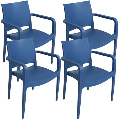Sunnydaze Plastic All-weather Commercial-grade Landon Outdoor Patio Dining Arm Chair, 4pk