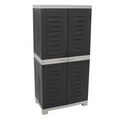 Sunnydaze Plastic Lockable Storage Cabinet With 3 Adjustable Shelves - 48.75"