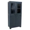 Sunnydaze Plastic Lockable Storage Cabinet With 3 Adjustable Shelves And 2 Windows - Charcoal - 48.75"