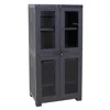 Sunnydaze Plastic Lockable Storage Cabinet With 3 Adjustable Shelves And 4 Windows - Charcoal - 48.75"