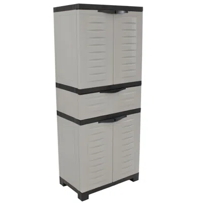 Sunnydaze Plastic Storage Cabinet With 2 Adjustable Shelves And 1 Drawer - 57"