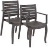 Sunnydaze Polypropylene Stackable Illias Outdoor Patio Arm Chair, 2pk