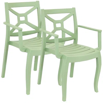 Sunnydaze Polypropylene Stackable Tristana Outdoor Patio Arm Chair, 2pk
