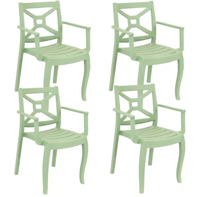 Sunnydaze Polypropylene Stackable Tristana Outdoor Patio Arm Chair, 2pk