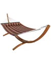 Sunnydaze Quilted 2-person Hammock With 13' Curved Wood Stand In Red