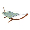Sunnydaze Quilted Double Fabric 2-person Hammock With Curved Arc Wood Stand - 400 Lb Weight Capacity/12' Stand