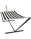Sunnydaze Quilted Spreader Bar Hammock Bed With 15' Stand In Black