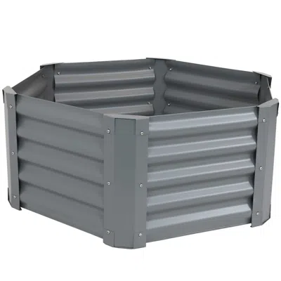 Sunnydaze Raised Powder-coated Steel Hexagon Planter Garden Bed Kit For Plants, Flowers, Vegetables And Herbs