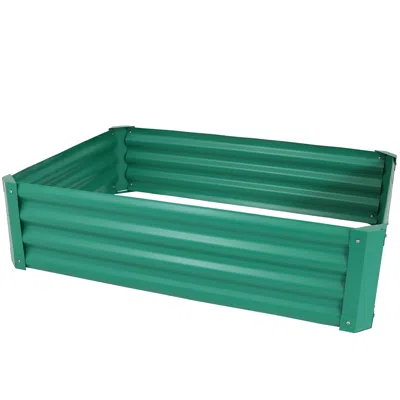 Sunnydaze Raised Powder-coated Steel Rectangle Garden Bed Kit For Plants, Flowers, Herbs And Vegetables - 47" In Green