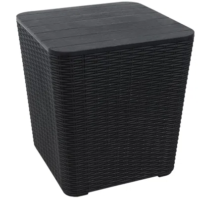 SUNNYDAZE RATTAN DESIGN OUTDOOR SIDE TABLE WITH STORAGE - 11.5-GAL.