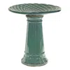 SUNNYDAZE RENNES CERAMIC BIRD BATH - TURQUOISE - 22.5" H