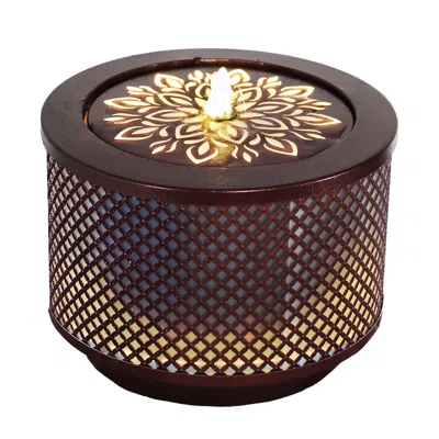 Sunnydaze Repeating Diamond Cylinder Iron Water Fountain With Led Lights - 11.75"