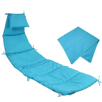 Sunnydaze Replacement Cushion And Umbrella Fabric For Outdoor Hanging Lounge Chair In Blue