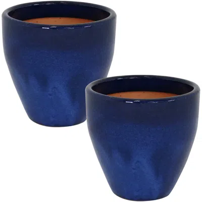 Sunnydaze Resort High-fired Glazed Uv- And Frost-resistant Ceramic Outdoor Planters With Drainage Holes - 10"