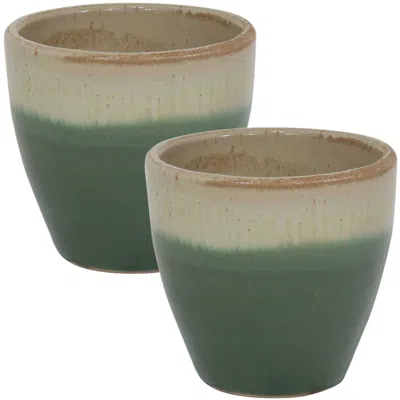 Sunnydaze Resort High-fired Glazed Uv- And Frost-resistant Ceramic Outdoor Planters With Drainage Holes - 8" D