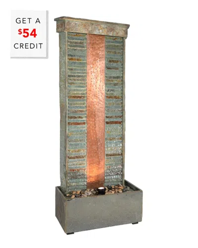 SUNNYDAZE SUNNYDAZE RIPPLED SLATE INDOOR-OUTDOOR WATER FOUNTAIN 48IN WATER FEATURE W/ LED WITH $54 CREDIT