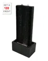 Sunnydaze 31"h Electric Polyresin Rippling Tower Column Outdoor Water Fountain With Lights In Grey