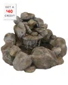 Sunnydaze 18"h Electric Resin Rocky Ravine Waterfall Outdoor Water Fountain In Grey