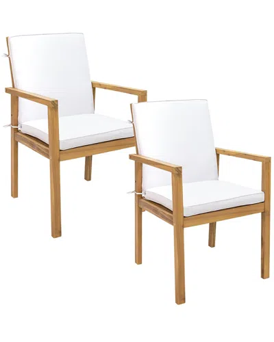 Sunnydaze Rodanthe 2-pack Acacia Outdoor Dining Armchairs With Cushions In Multi