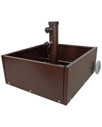 Sunnydaze Rolling Outdoor Umbrella Base With Fillable Planter For Umbrellas  With 2in Diameter Poles In Brown