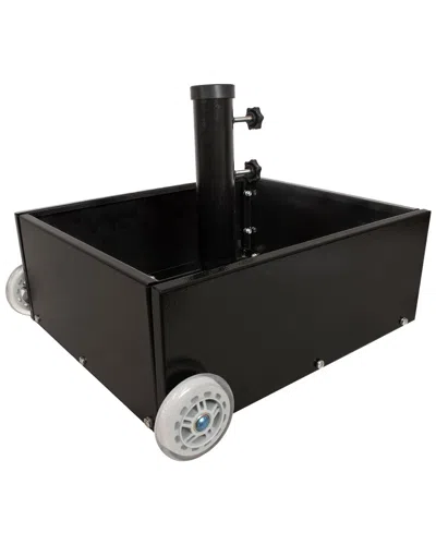 Sunnydaze Rolling Outdoor Umbrella Base With Fillable Planter For Umbrellas  With 2in Diameter Poles In Black