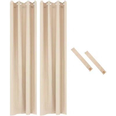 Sunnydaze Room Darkening Curtain Panel With Grommet Top - 51.5 X 120 In. - Beige - Set Of 2 In Neutral